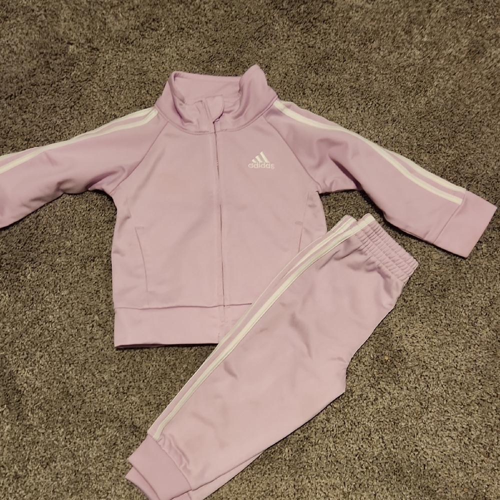 Adidas Light Purple Kids' Tracksuit with White Stripes